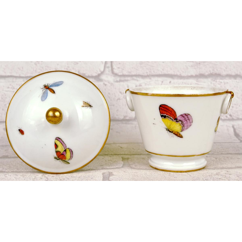 Brussels porcelain - Louis Crette, sugar bowl (sugar pot) and its lid, 18th century