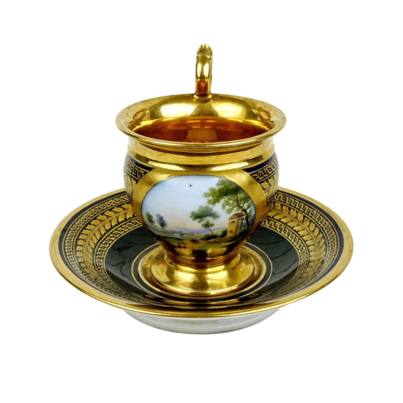 Porcelaine de Paris - Manufacture de Darte (attribuée à) tasse et soucoupe, début XIXe s