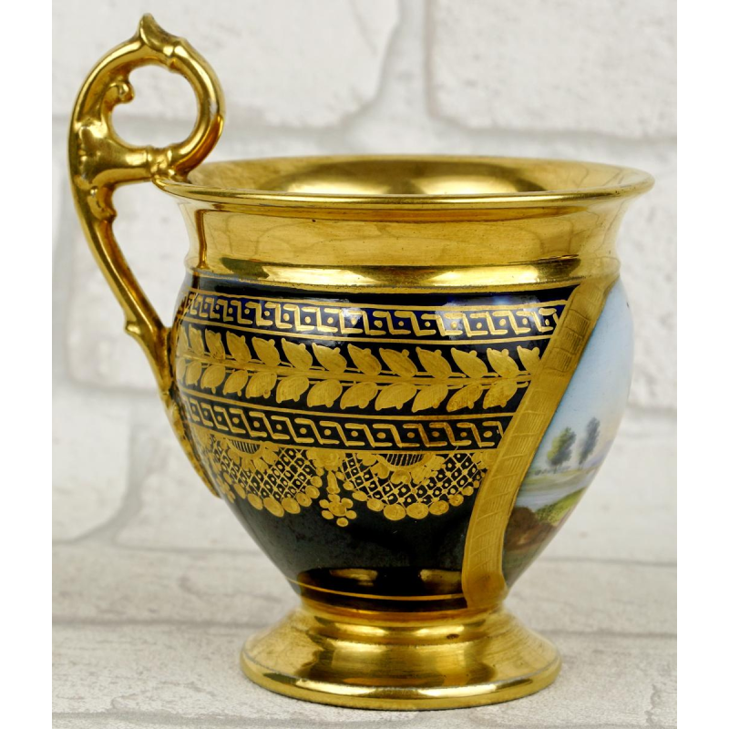 Porcelaine de Paris - Manufacture de Darte (attribuée à) tasse et soucoupe, début XIXe s