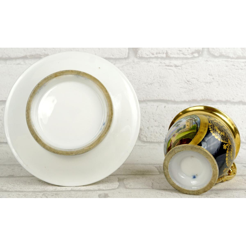 Porcelaine de Paris - Manufacture de Darte (attribuée à) tasse et soucoupe, début XIXe s