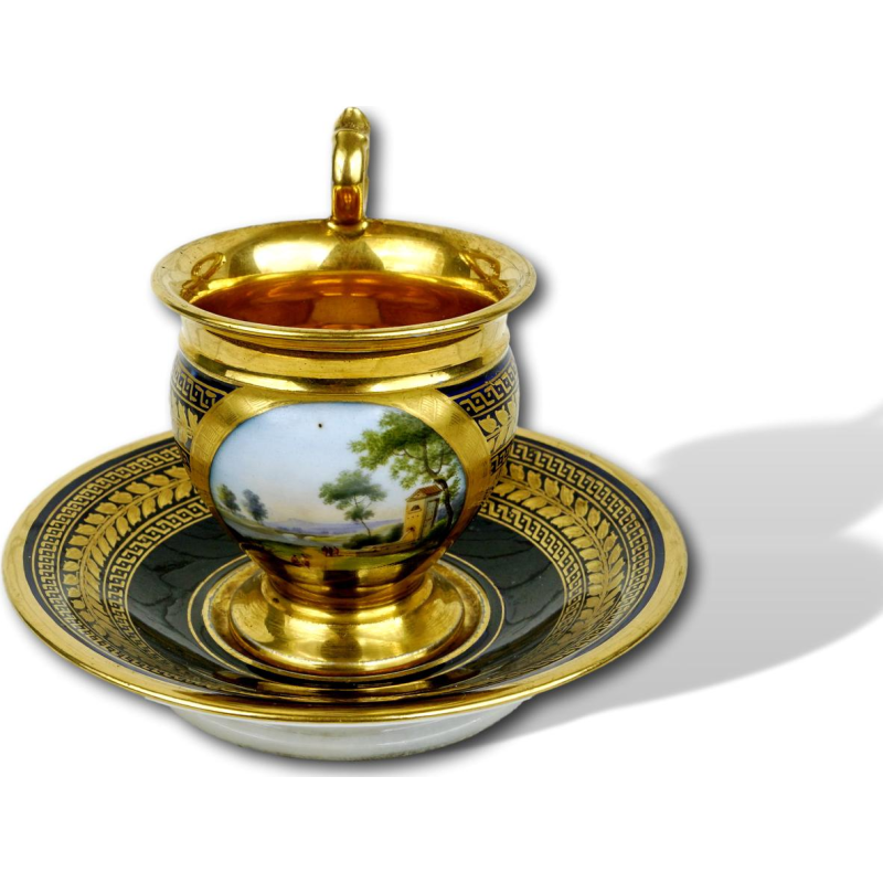 Parijs porselein - Darte Manufacture (toegeschreven aan) kop en schotel, begin 19e eeuw