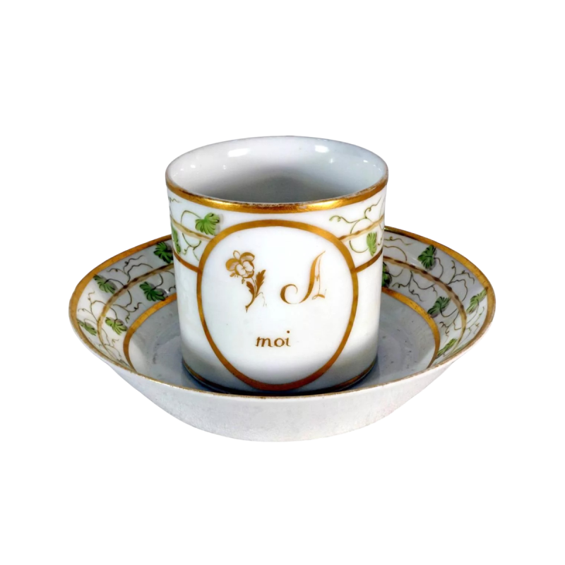 Porcelaine de Paris, tasse et sa soucoupe, fin XVIIIe s
