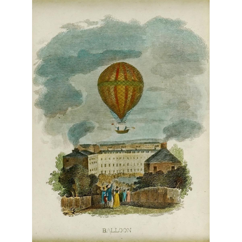 Gravure "balloon" (mongolfiere / ballon) - 1ère moitié XIXe