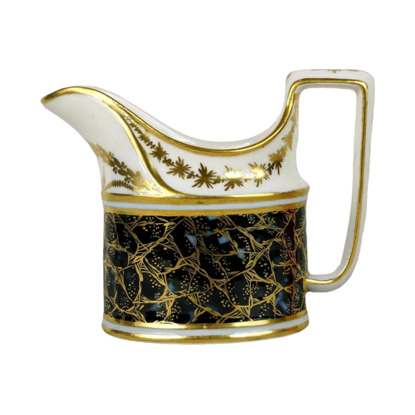 Porcelaine de Paris - Manufacture à la Reine, pot à lait, fond Lapis-lazuli, XVIIIe s