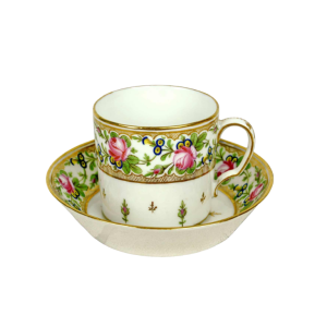 Porcelaine de Paris (Manufacture de Nast) tasse et soucoupe, XVIIIe s