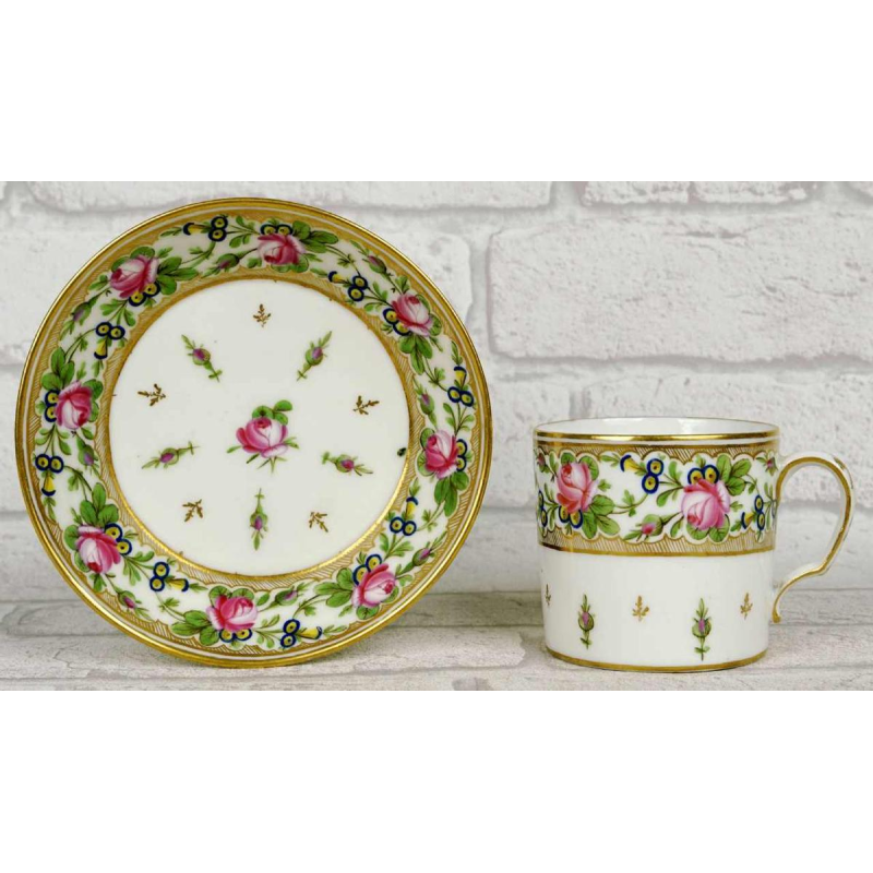 Paris porcelain (Manufacture de Nast) cup and saucer, 18th c