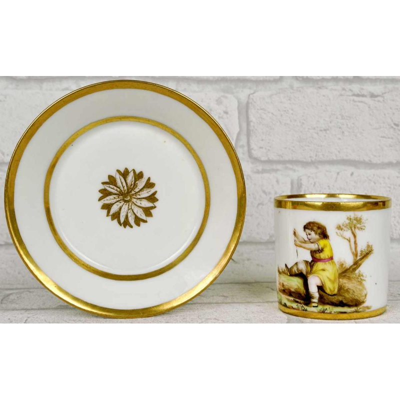 Paris porcelain, litron cup and saucer, late 18th century