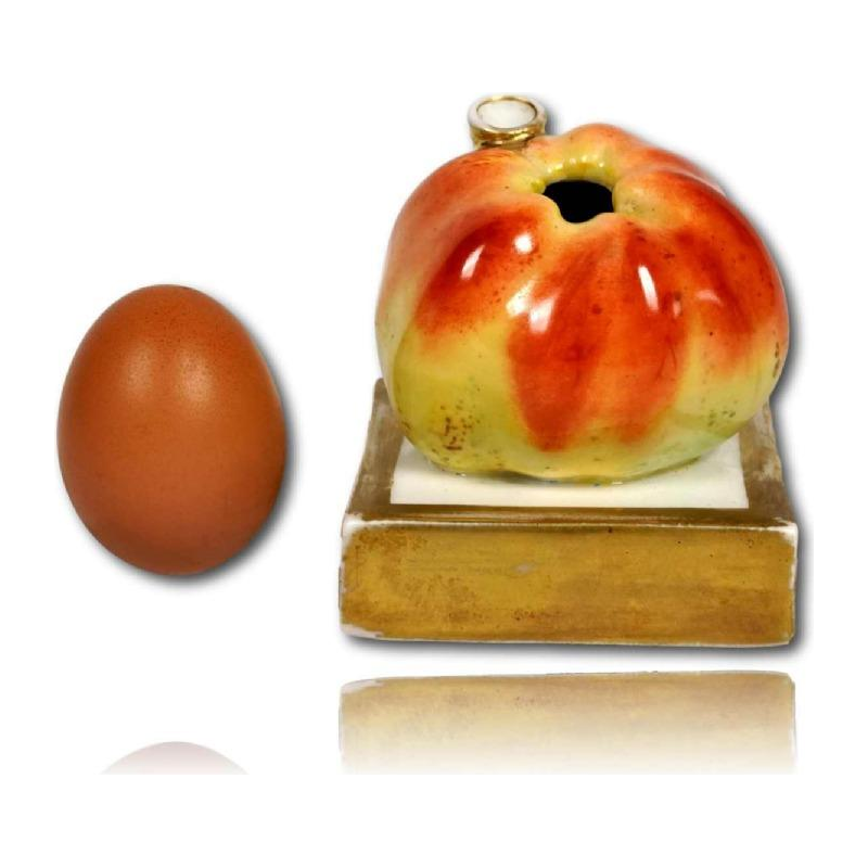 Porcelaine de Paris, encrier en trompe l'oeil de pomme, XIXe s