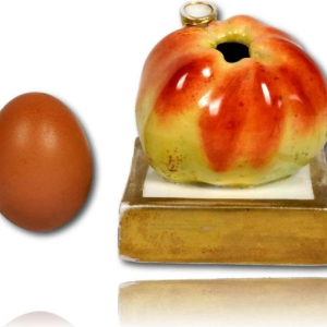 Porcelaine de Paris, encrier en trompe l'oeil de pomme, XIXe s