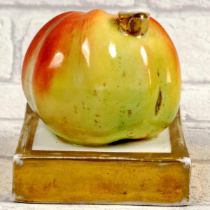Paris porcelain, apple-shaped inkwell, 19th century
