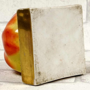 Porcelaine de Paris, encrier en trompe l'oeil de pomme, XIXe s