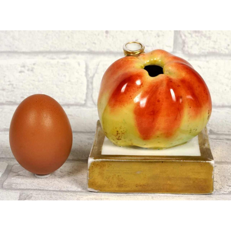 Paris porcelain, apple-shaped inkwell, 19th century