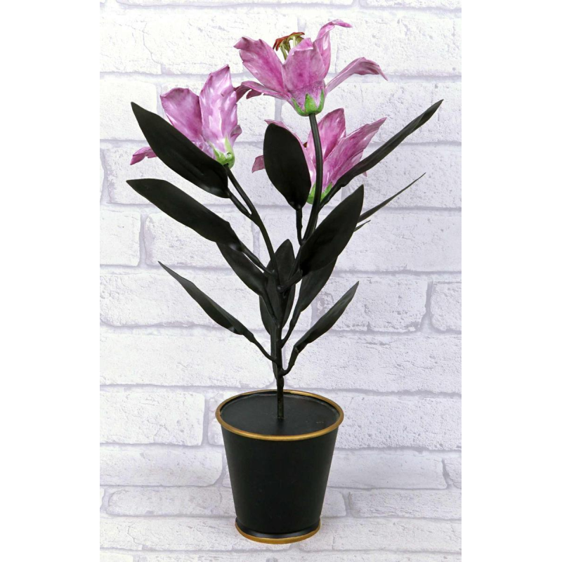 Samuel Mazy “Lilies“ porcelain and metal, France XXIth c