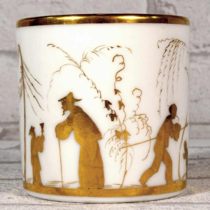 Porcelaine de Paris, tasse “litron“ et sa soucoupe Louis XVI, XVIIIe s