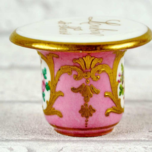 Paris (or Limoges) porcelain for Lubin, perfumer in Paris, blush mortar, 19th century