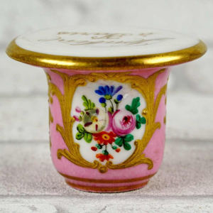 Paris (or Limoges) porcelain for Lubin, perfumer in Paris, blush mortar, 19th century