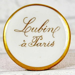 Porcelaine de Paris (ou Limoges) pour Lubin parfumeur à Paris, mortier à fard, XIXe s