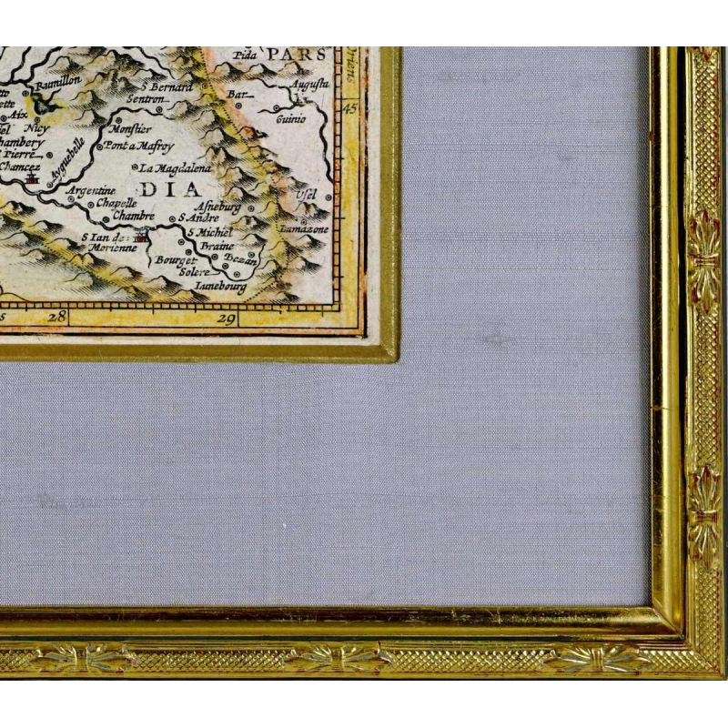 Jodocus Hondius publisher, map of Savoie ‘Sabaudia’ engraving, France early 17th c