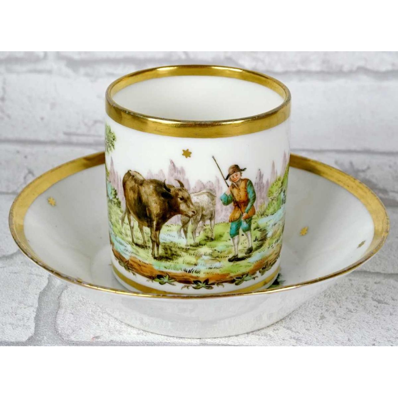 Porcelaine de Paris - Manufacture de Nast, kop en schotel, 18e eeuw