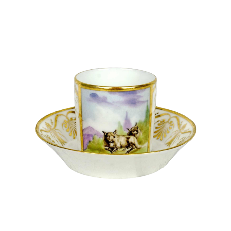 Porcelaine de Paris - Manufacture de Locre, kop en schotel, vroeg 19e eeuw