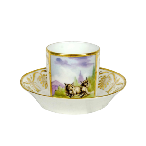 Porcelaine de Paris - Manufacture de Locre, kop en schotel, vroeg 19e eeuw