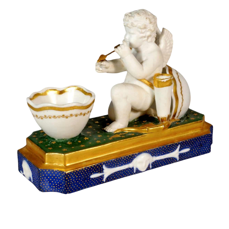 Porcelaine de Paris, rare encrier d'époque Empire, XIXe s