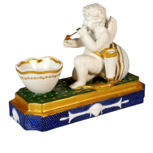 Porcelaine de Paris, rare encrier d'époque Empire, XIXe s