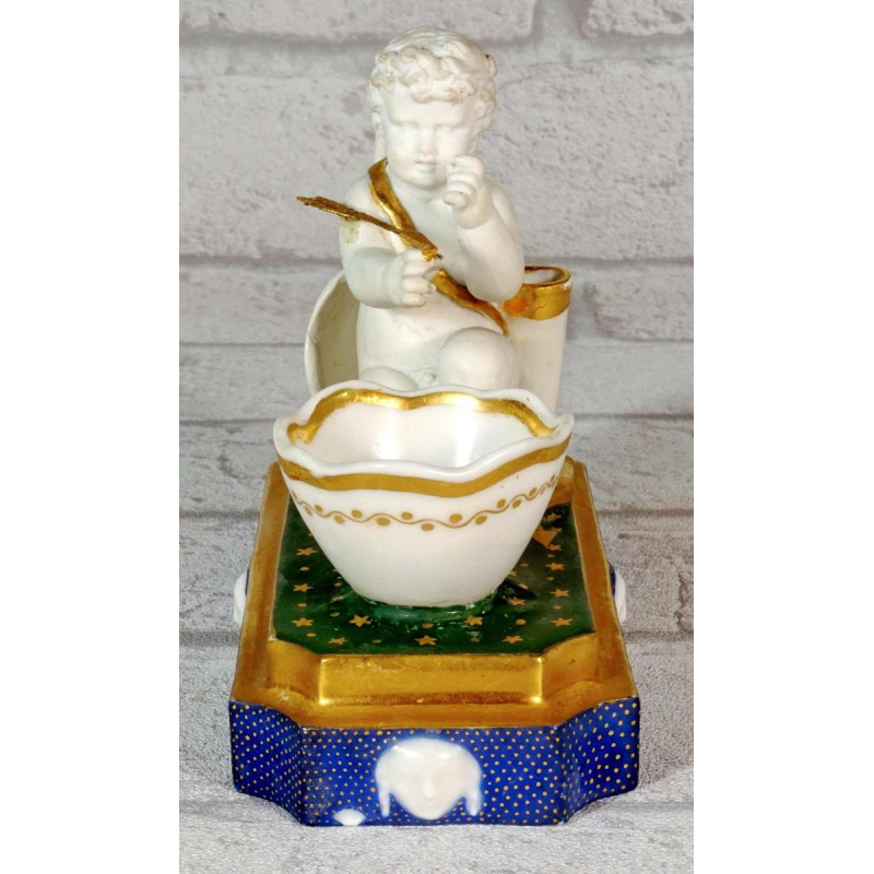 Porcelaine de Paris, rare encrier d'époque Empire, XIXe s