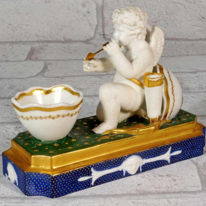 Paris porcelain, rare Empire period inkwell, 19th century