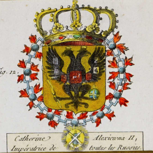Gravure armoiries 'Catherine II, Impératrice de toutes les Russies' XVIIIe s