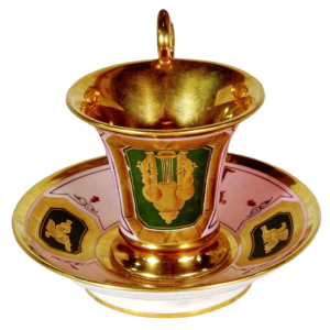 Paris porcelain, Empire period Jasmin cup and saucer, 19th c
