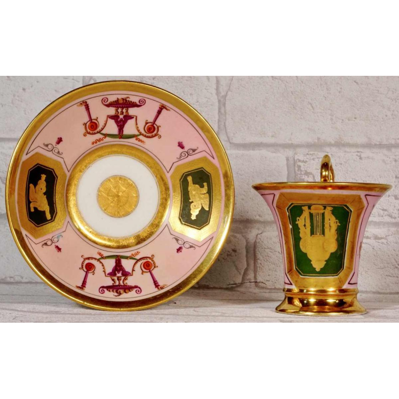 Paris porcelain, Empire period Jasmin cup and saucer, 19th c