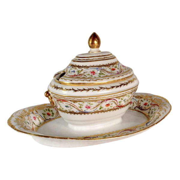 Porcelaine de Paris - Manufacture du Duc d'Angoulême, bedekt suikerpotje, 18e eeuw