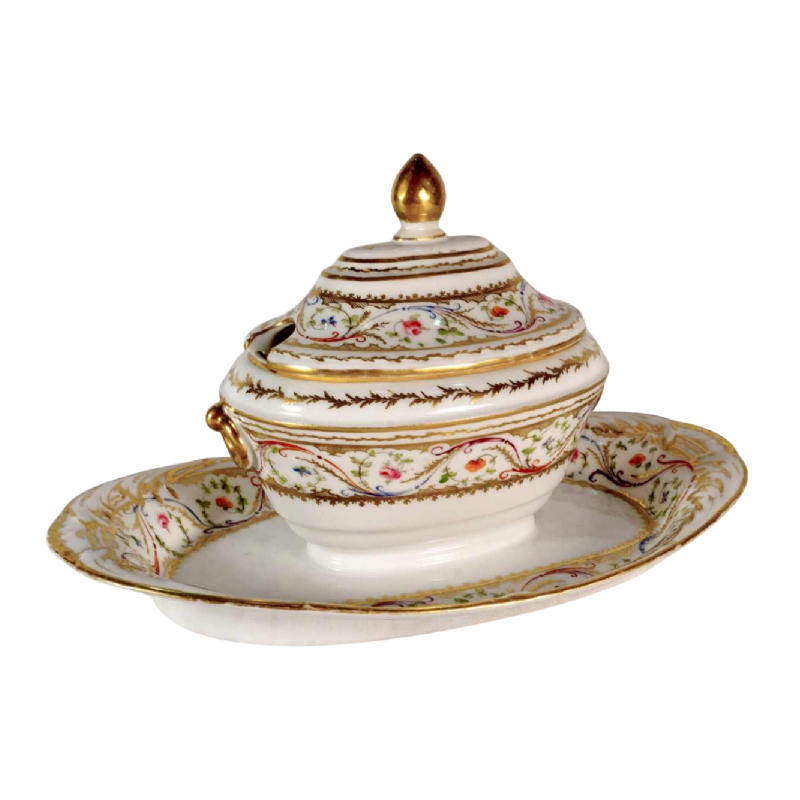 Porcelaine de Paris - Manufacture du Duc d'Angoulême, covered sugar bowl, 18th century