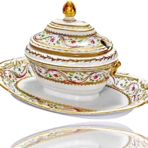 Porcelaine de Paris - Manufacture du Duc d'Angoulême, bedekt suikerpotje, 18e eeuw