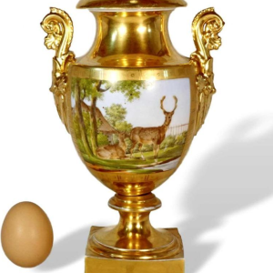 Paris porcelain, Empire period baluster vase, painted landscape and deer decoration, early 19th century