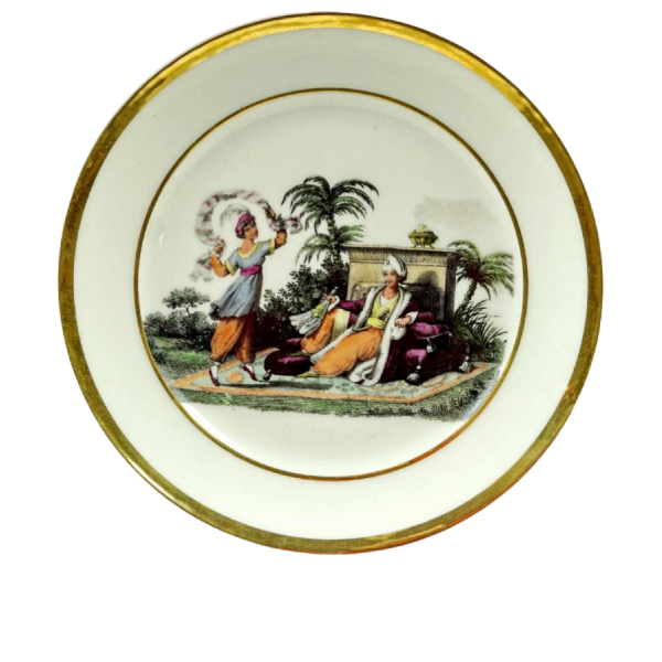 Porcelaine de Paris, assiette à décor de "Turquerie", début XIXe s
