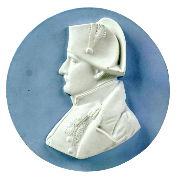 Medallion in low relief Profil de Napoléon Ier porcelain biscuit, 19th c