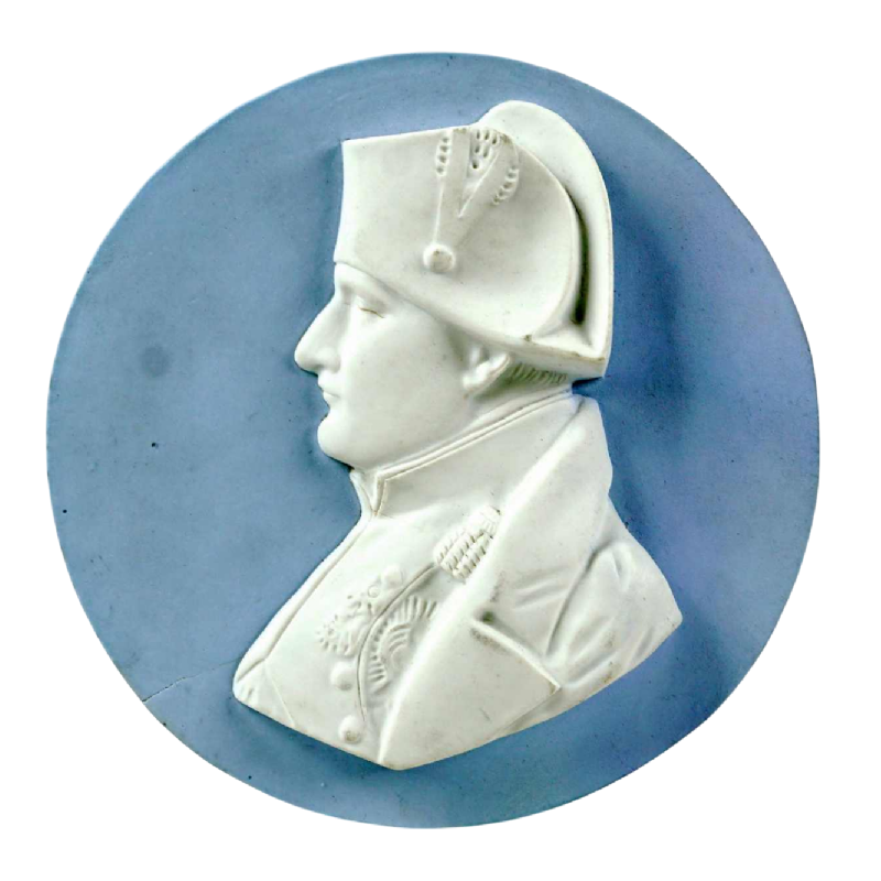 Medaillon in laag reliëf 'Profil de Napoléon Ier' porseleinen biscuit, 19e eeuw