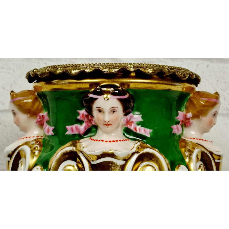 Porcelain vase with caryatid decoration and gilt bronze mounting, 19th c