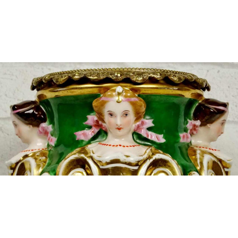 Porcelain vase with caryatid decoration and gilt bronze mounting, 19th c