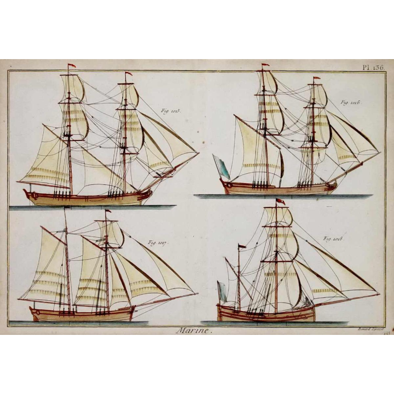 Gravure BENARD Robert - grande marine - navires / vaisseaux (bateaux) - XVIIIe s