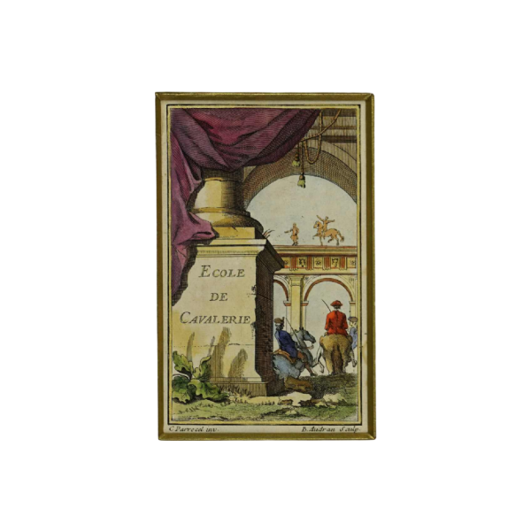 Gravure Benoît Audran - école de cavalerie - XVIIIe s (vers 1735)