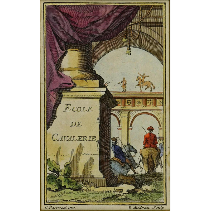 Engraving Benoît Audran - Cavalry School - 18th century (circa 1735)