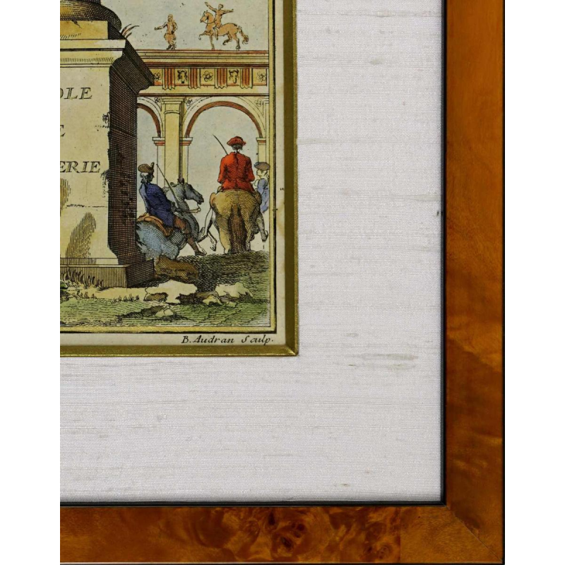 Gravure Benoît Audran - Cavalerieschool - 18e eeuw (circa 1735)