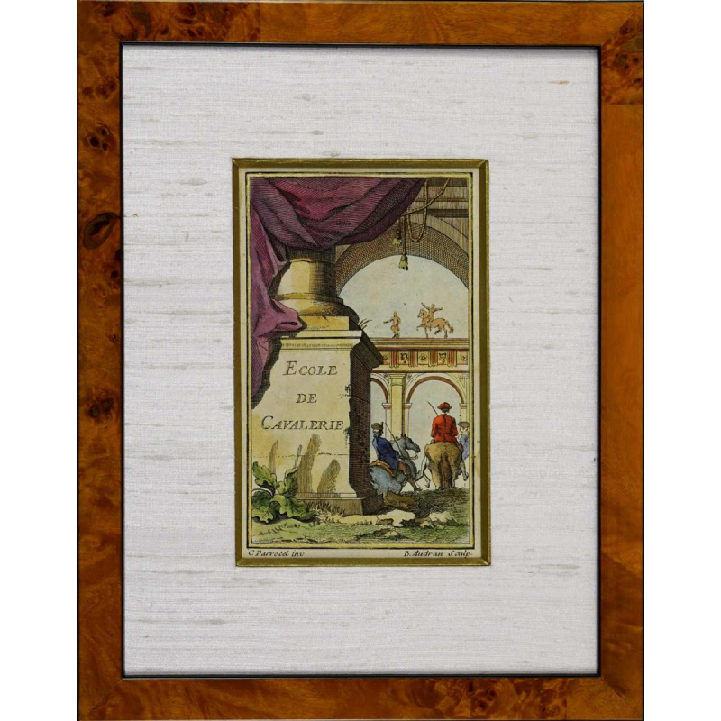 Gravure Benoît Audran - Cavalerieschool - 18e eeuw (circa 1735)