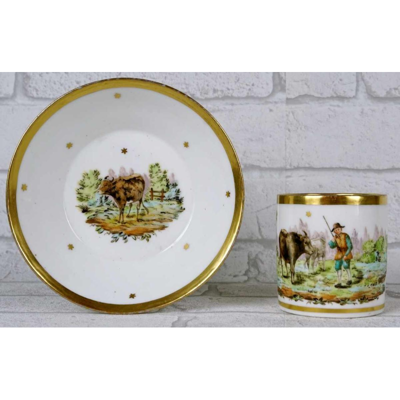 Paris porcelain, cup and saucer - Nast - late 18th century