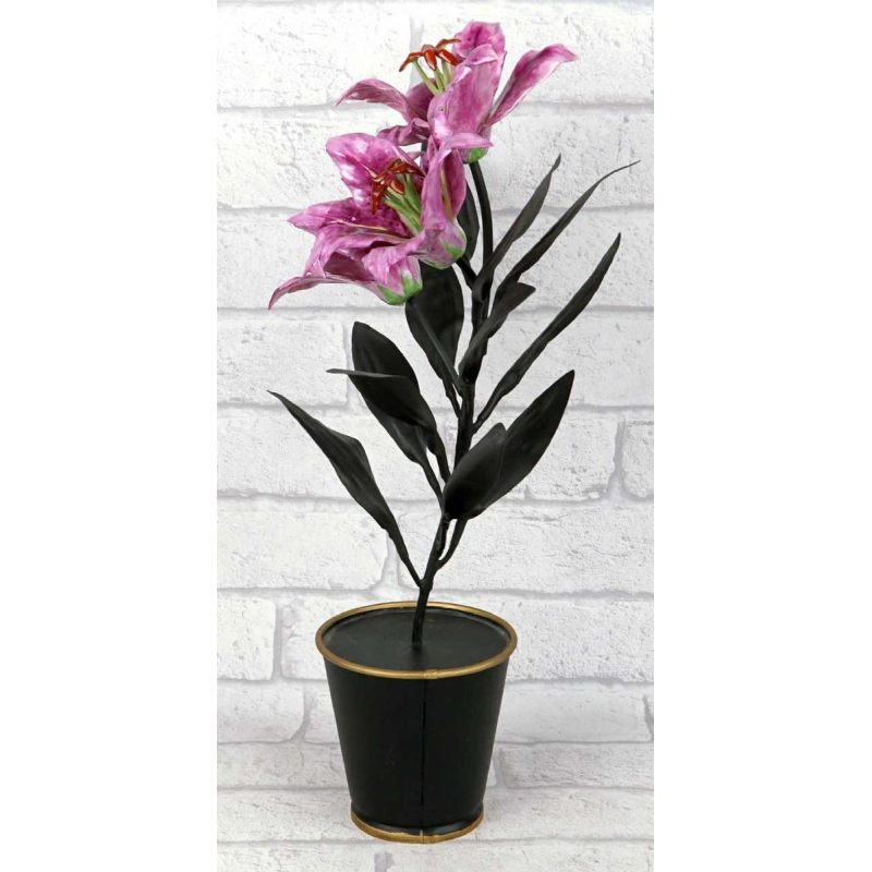 Samuel Mazy "Lilies" porcelain and metal, France XXIth c