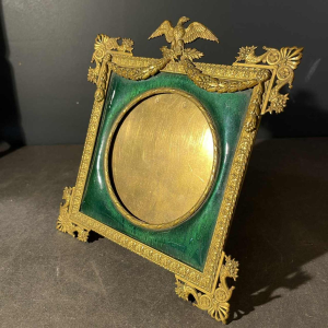 Empire guilloche enamel photo frame, imperial eagle, House of Carl Fabergé Style