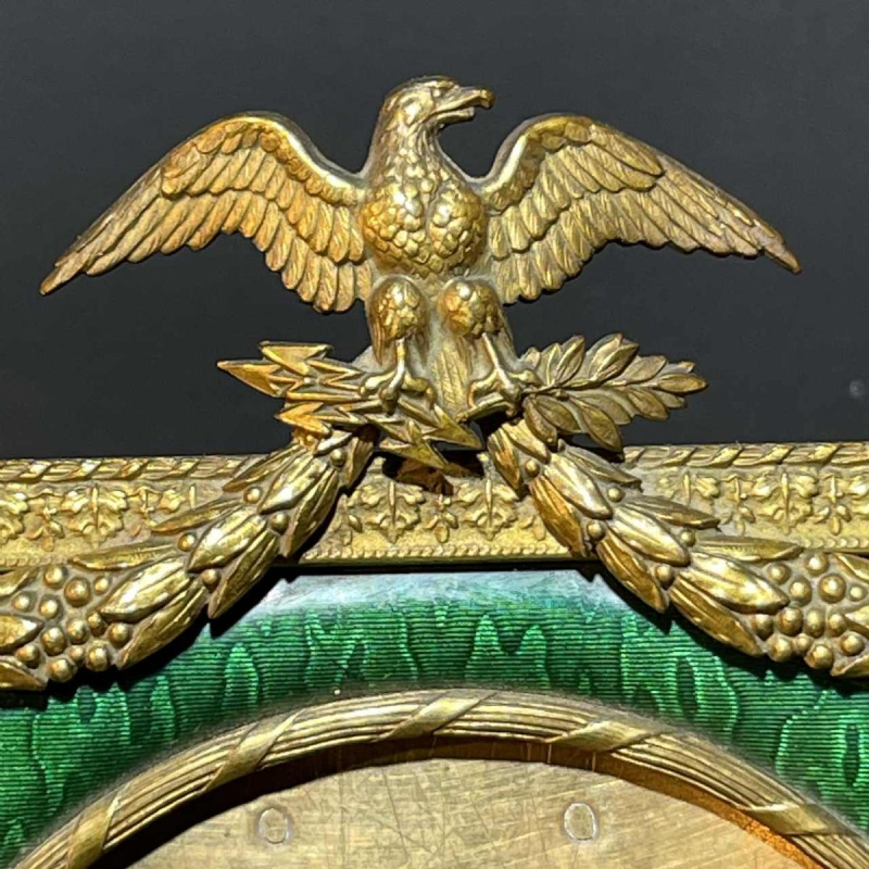 Cadre photo émaillé guilloché Empire, aigle impérial style House of Carl Fabergé